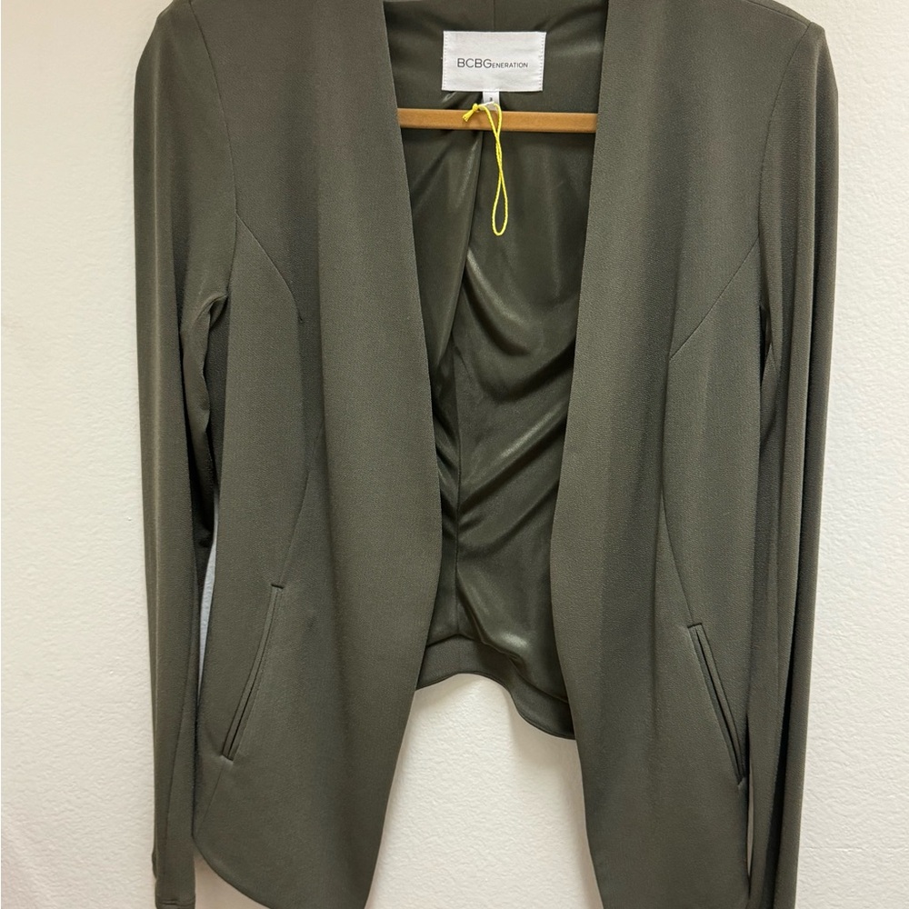 BCBGeneration Open Front Tuxedo Jacket, green, size M